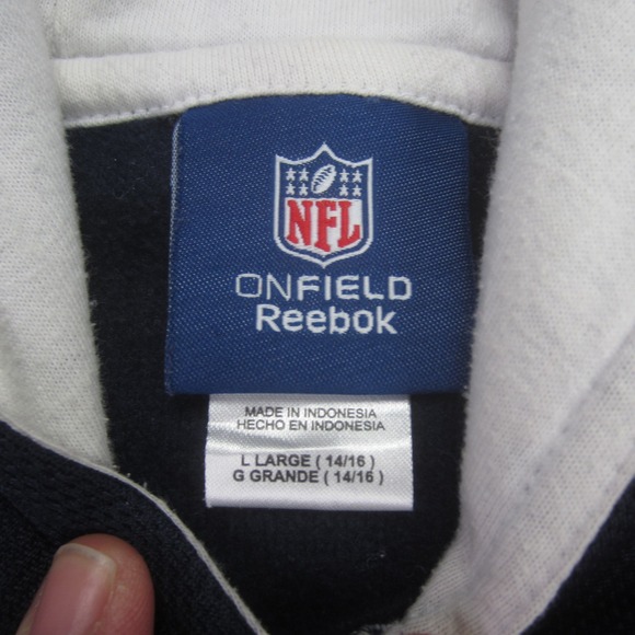Dallas Cowboys Hoodie Boys Youth Large 14/16 Blue On Field Reebok NFC NFL‎ - Picture 7 of 15